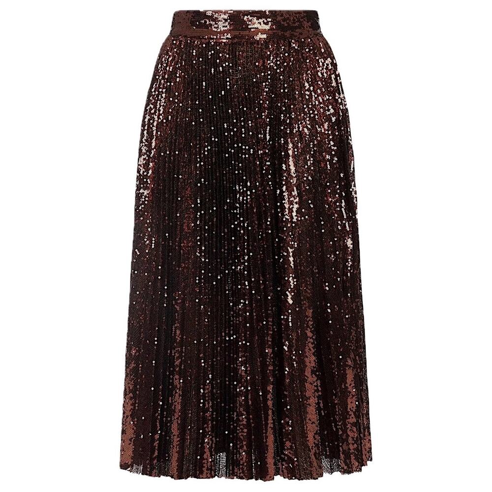 NWT Dolce & Gabbana Bronze Sequin Pleated Long Skirt IT 36 US XXS